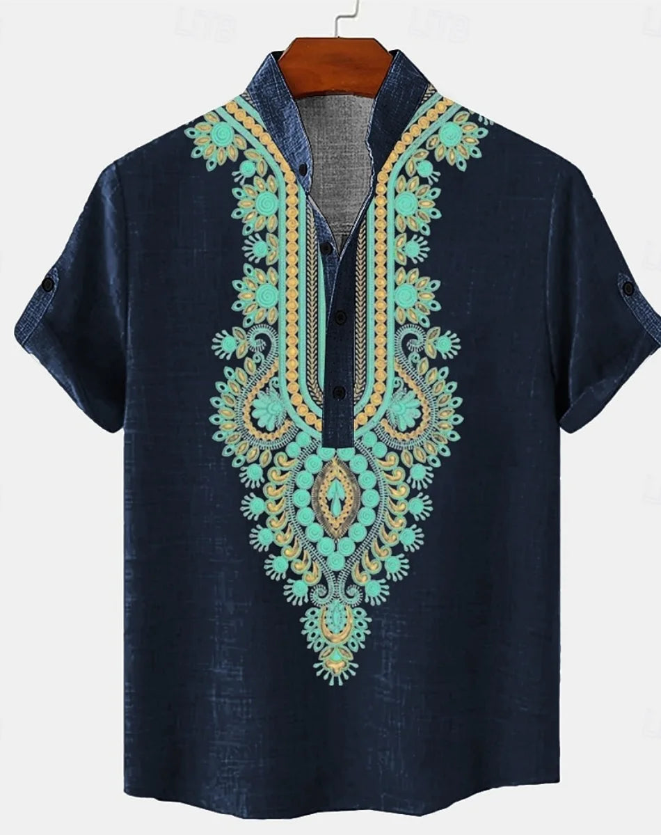 Men's short-sleeved linen shirt