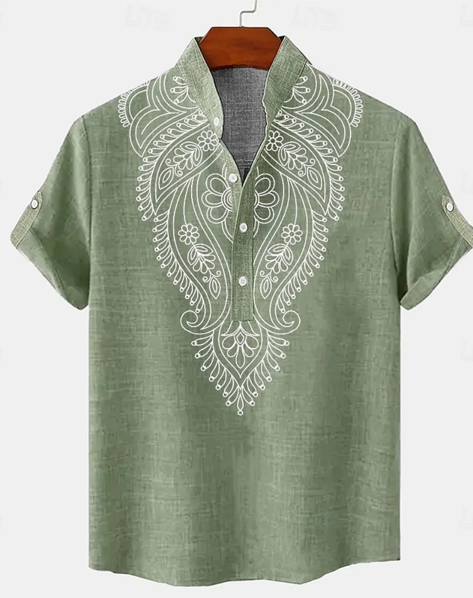 Men's short-sleeved linen shirt