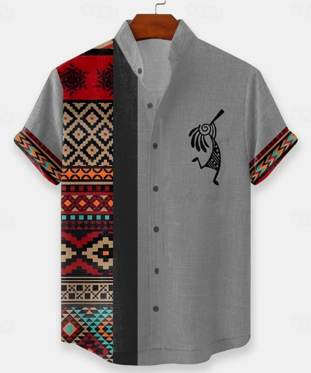Men's short-sleeved linen shirt