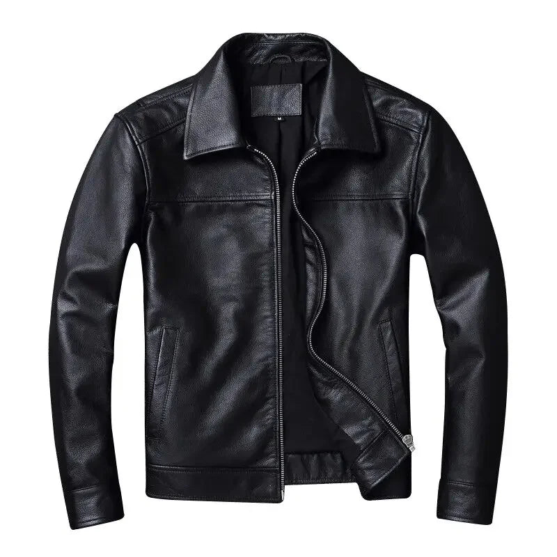 Men's Leather Jacket Natural Men's Genuine Cowhide Jacket Spring and Autumn Casual Black Men's Clothing Asian size S-6XL