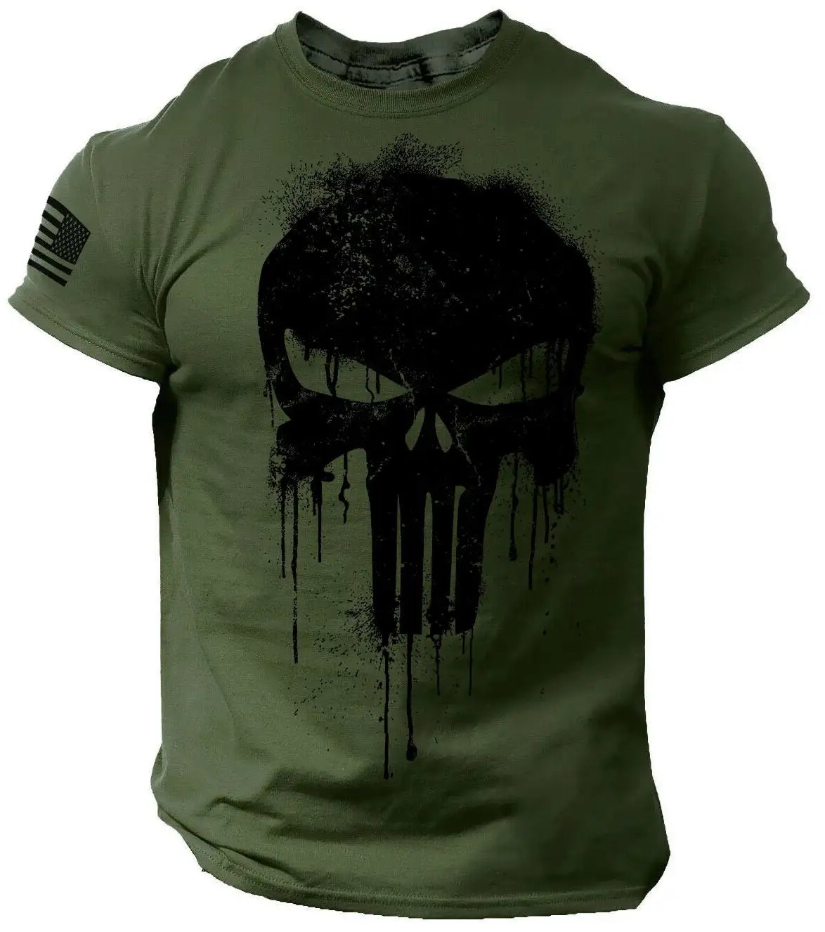 Men's Patriotic Skull Dropped T Shirt Oversized