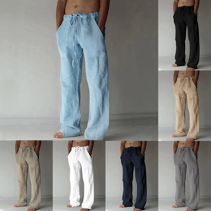 Men's Casual Pants Daily Wear Soft Linen Pants
