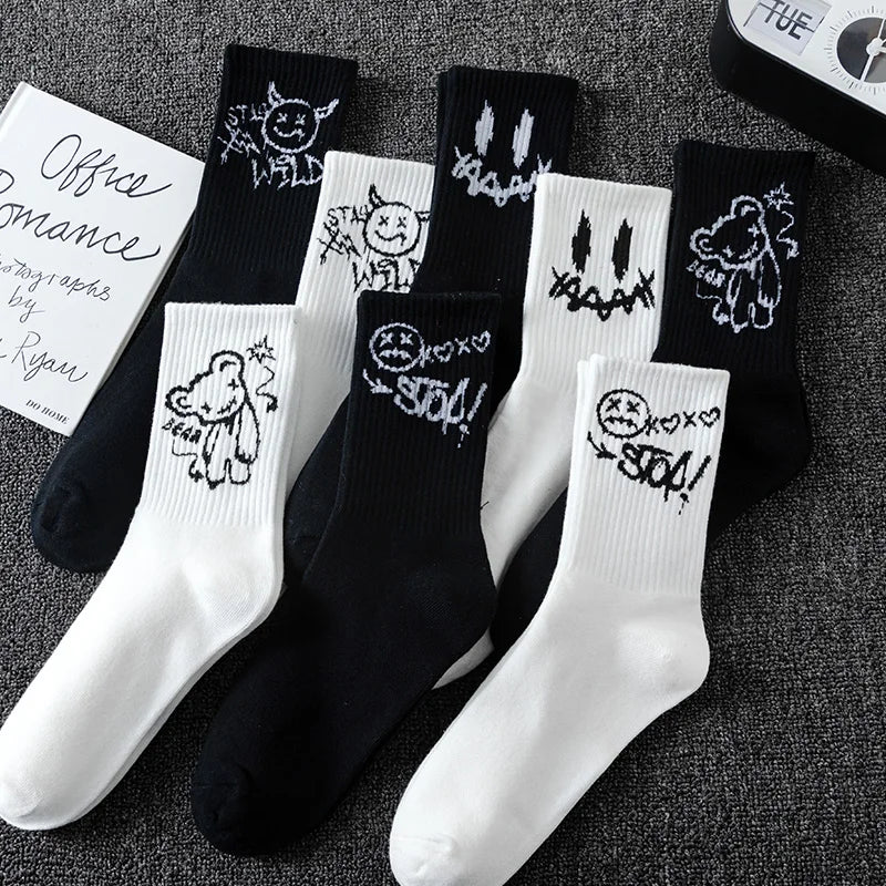 10 pairs of men's sports socks Ghost face graffiti