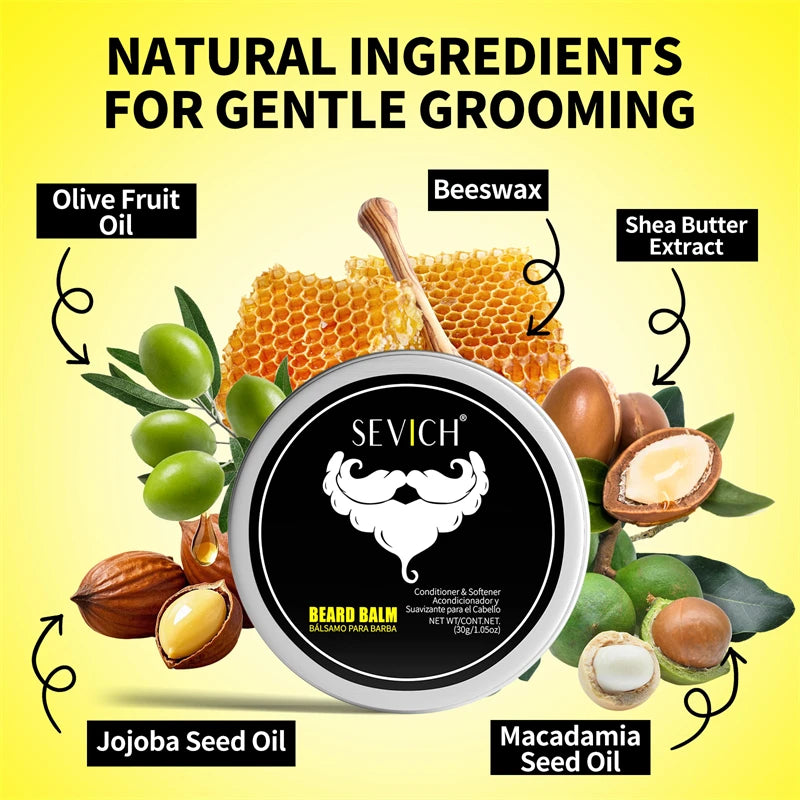 Beard Balm Wax Natural Men's Beard Care Cream Moisturizing Grooming Cream Beard Care Balm Oil Beard Styling Mustache Skin Care