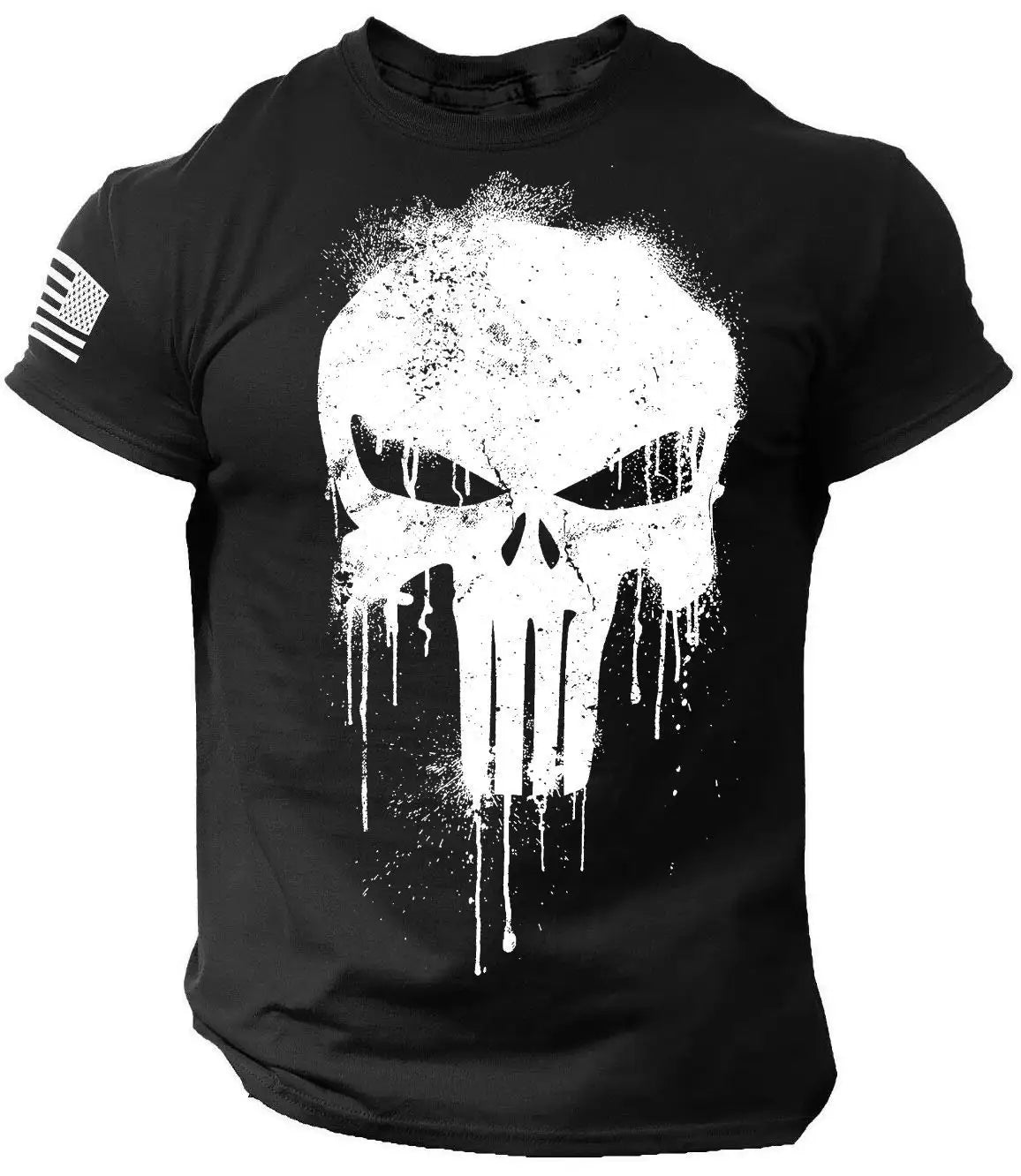 Men's Patriotic Skull Dropped T Shirt Oversized