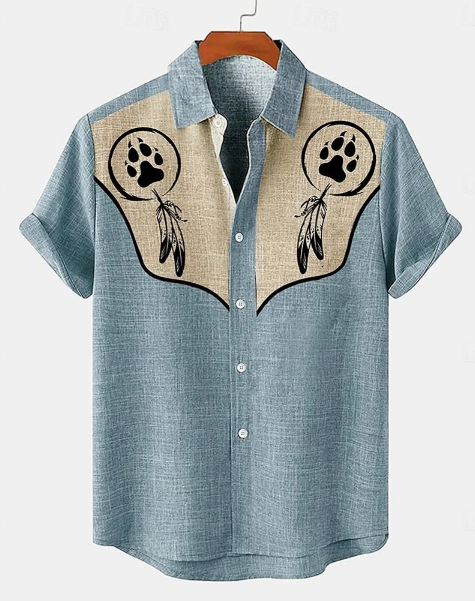Men's short-sleeved linen shirt