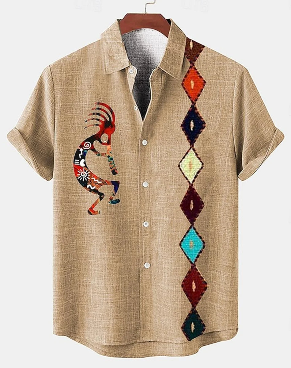 Men's short-sleeved linen shirt