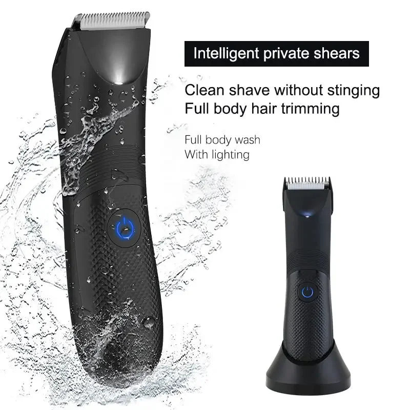 Body Hair Trimmer for Men Electric Groin Hair Trimmer Rechargeable Ball Shaver Groomer Replaceable Ceramic Blade Head Waterproof