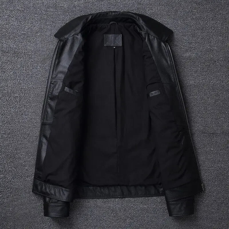Men's Leather Jacket Natural Men's Genuine Cowhide Jacket Spring and Autumn Casual Black Men's Clothing Asian size S-6XL