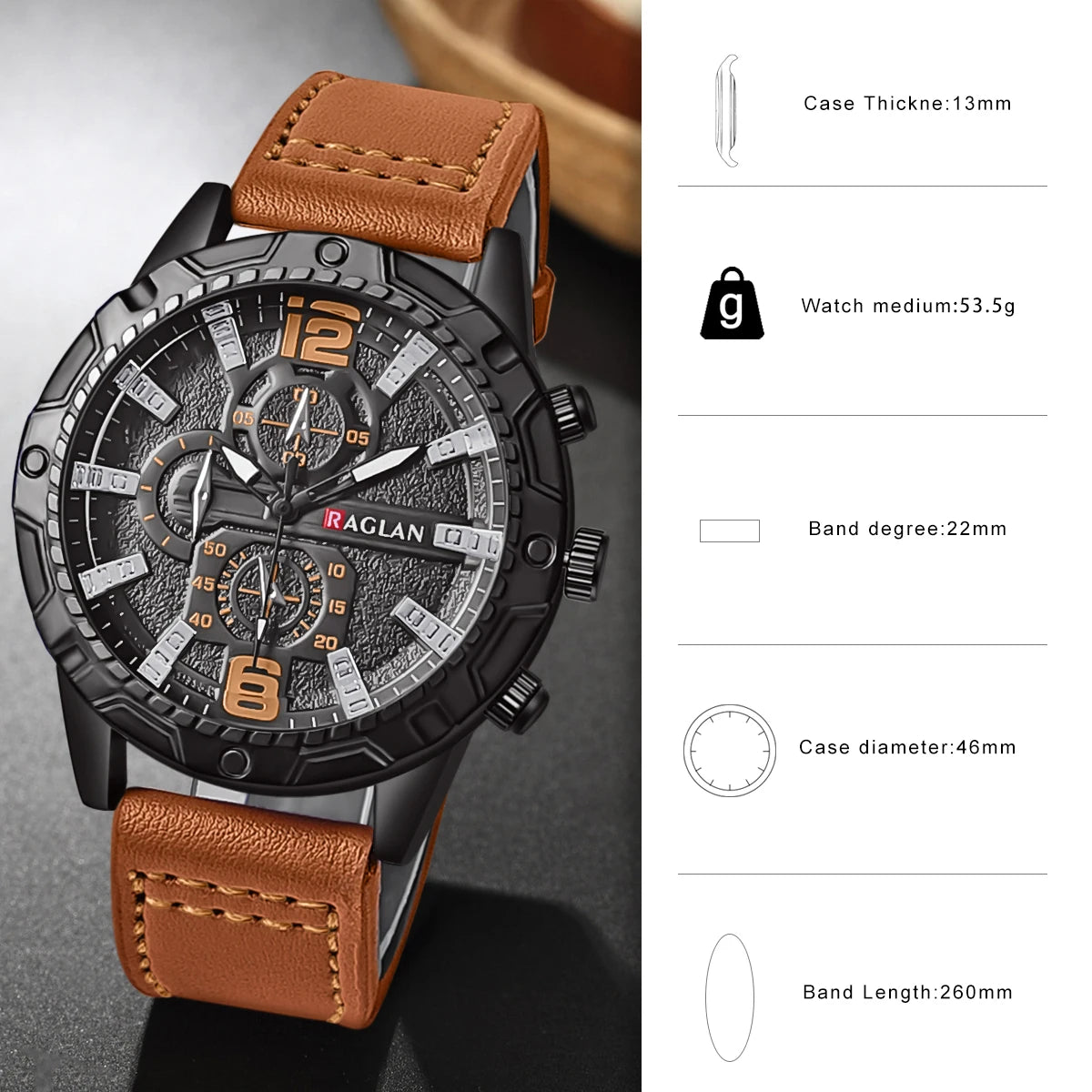 Leather Strap Men's Wristwatch