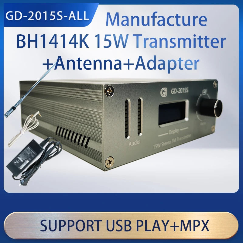 FM-передатчик 15 Вт Radio Station frequency：76-96MHz transmitter+antenna+adapter