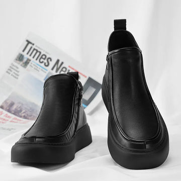 Men Leather High-Top Motorcycle Boots