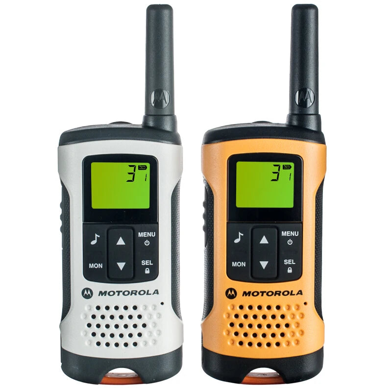 A pair of Motorola TLKR-T50 walkie talkie LCD screens, 8 channels, ideal radio T50 for outdoor exploration with a range of 6KM