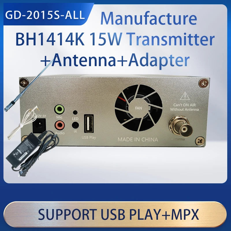 FM-передатчик 15 Вт Radio Station frequency：76-96MHz transmitter+antenna+adapter