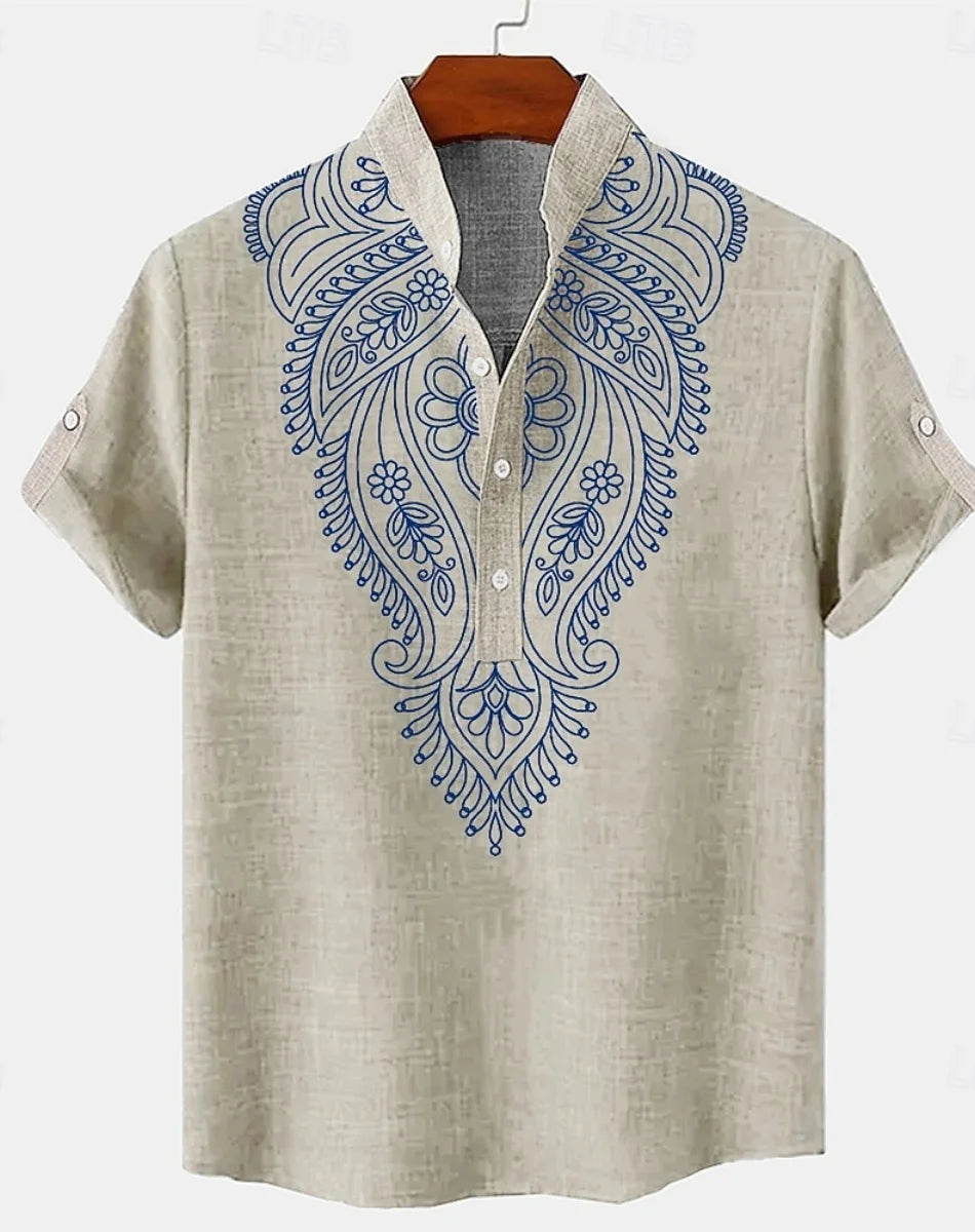 Men's short-sleeved linen shirt