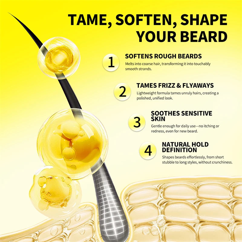 Beard Balm Wax Natural Men's Beard Care Cream Moisturizing Grooming Cream Beard Care Balm Oil Beard Styling Mustache Skin Care