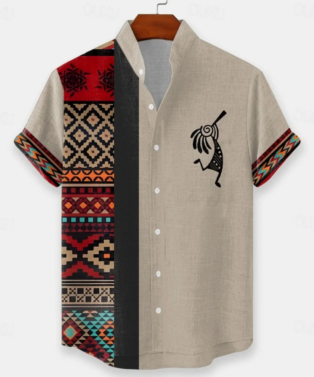Men's short-sleeved linen shirt