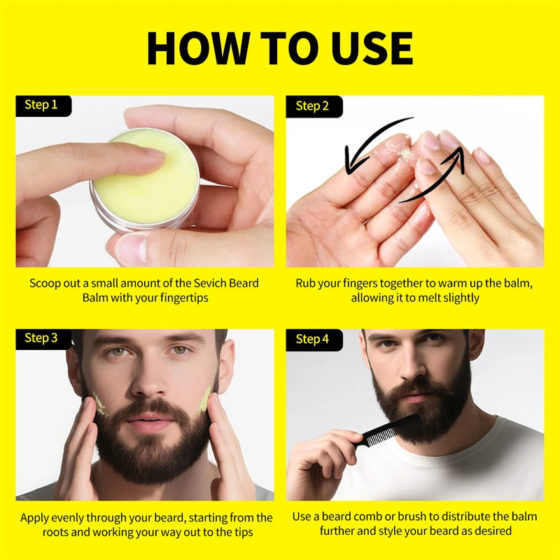 Beard Balm Wax Natural Men's Beard Care Cream Moisturizing Grooming Cream Beard Care Balm Oil Beard Styling Mustache Skin Care