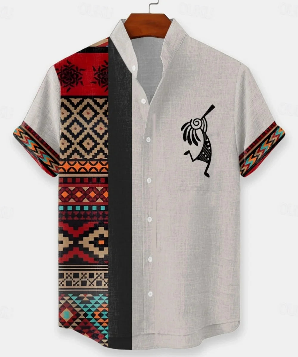 Men's short-sleeved linen shirt