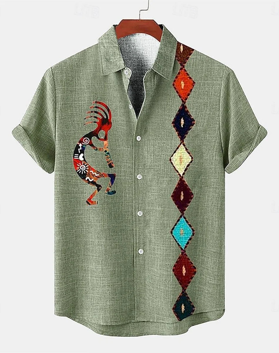 Men's short-sleeved linen shirt