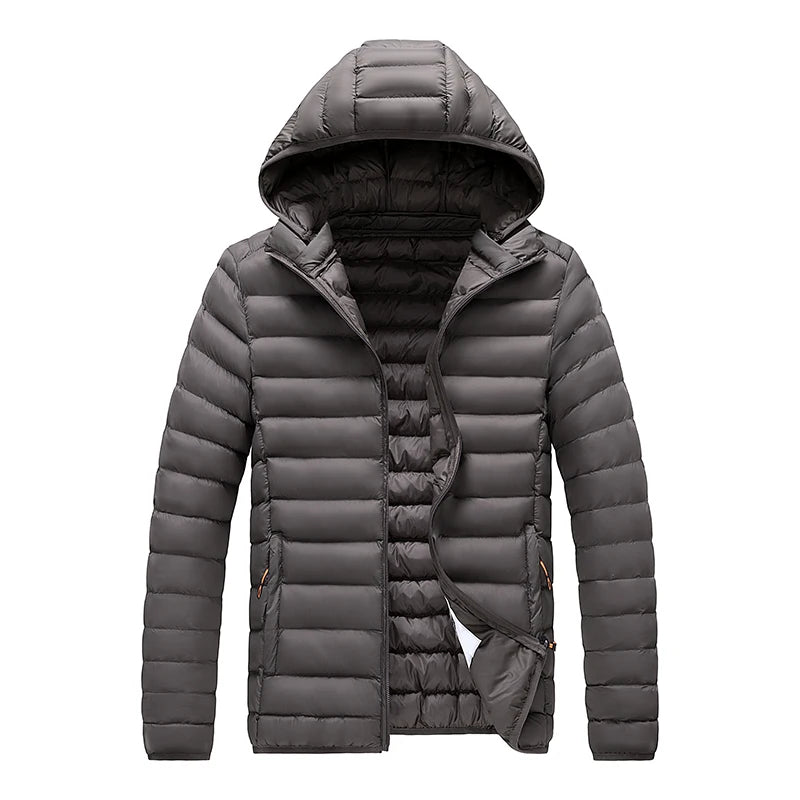 men puffer jacket with hood